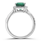 Green Emerald Peer Cut Ring in Silver