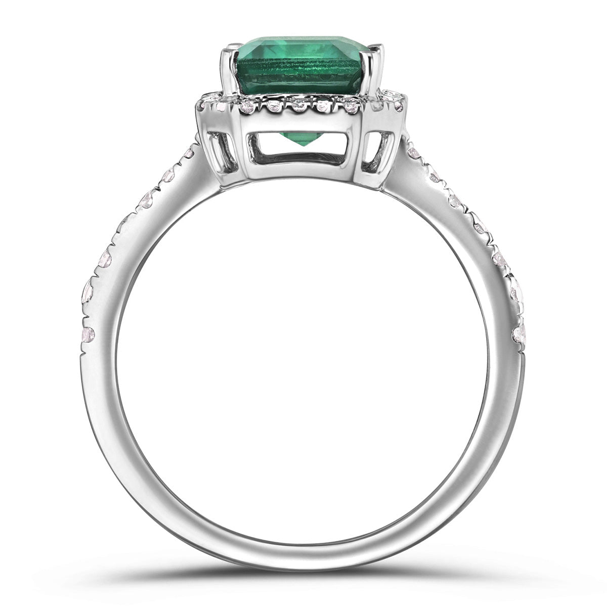 Green Emerald Peer Cut Ring in Silver