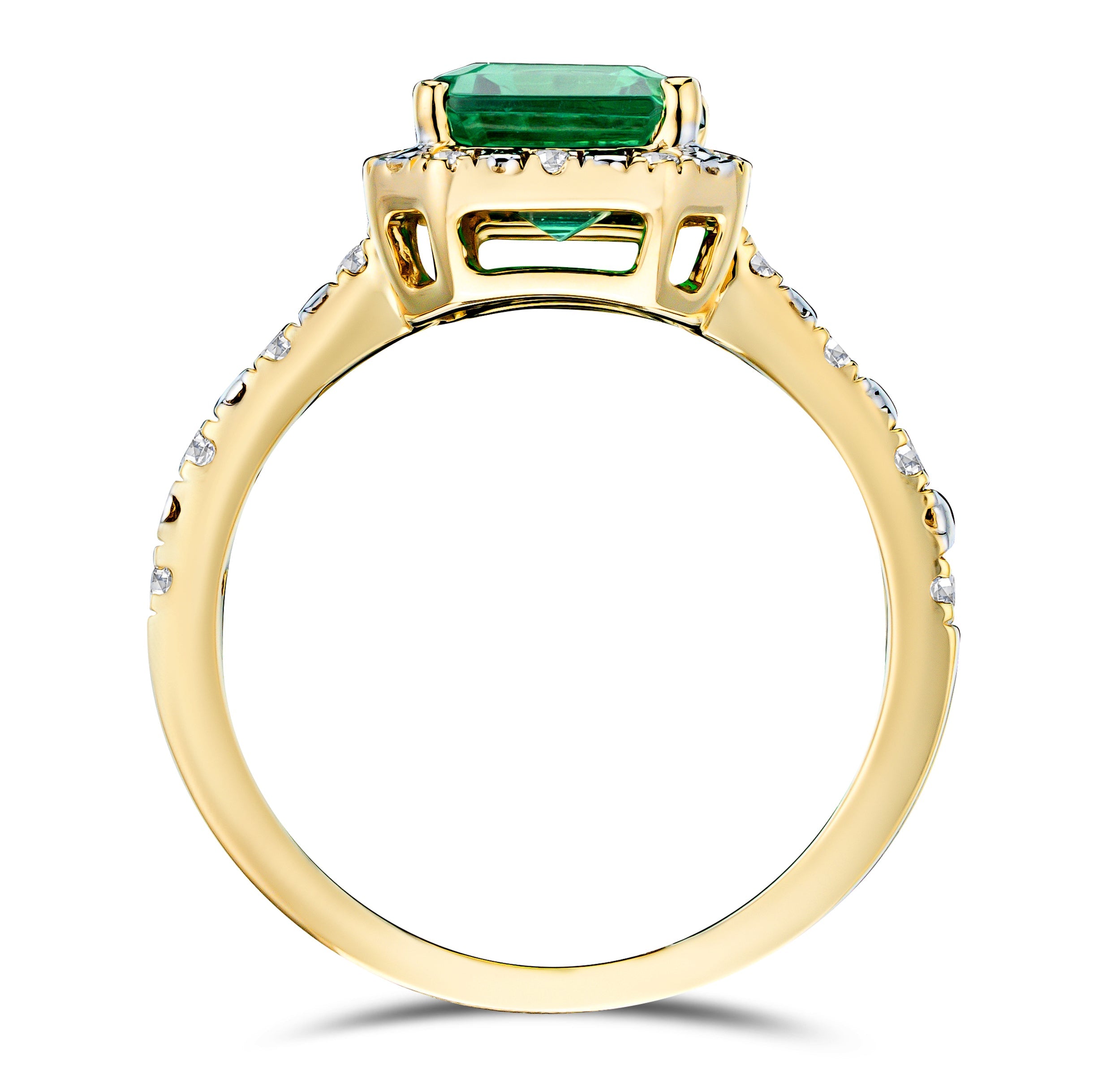Green Emerald Peer Cut Ring in Gold