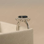 Sapphire Emerald Cut Halo Ring
