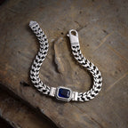 Hirvon - Sapphire Clasp Silver Bracelet