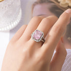 Crushed Ice Cut Rectangular Pink Ring