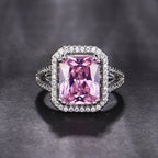 Crushed Ice Cut Rectangular Pink Ring