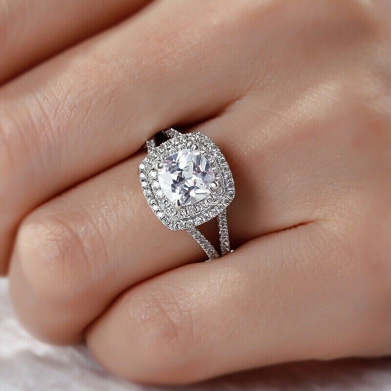 Cushion Cut Halo Ring