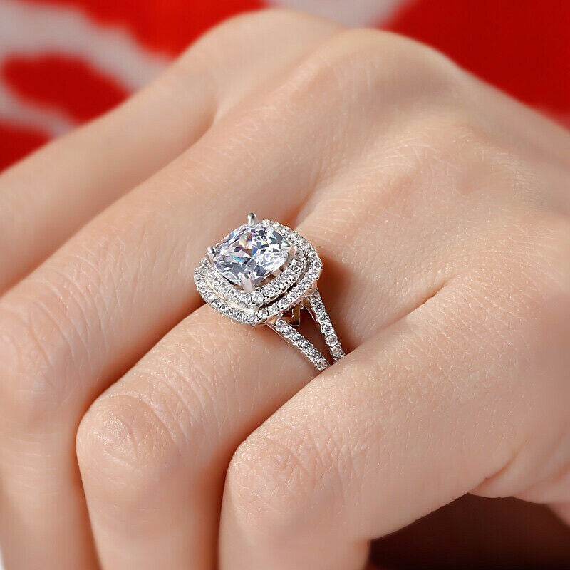 Cushion Cut Halo Ring
