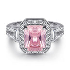 Crushed Ice Cut Rectangular Pink Ring