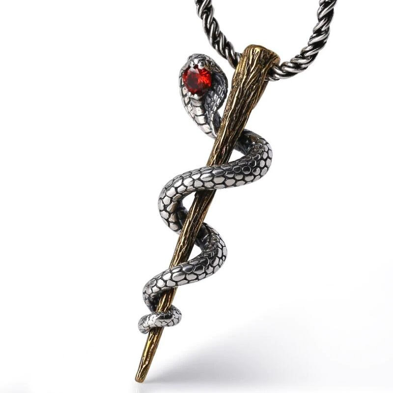 Vintage Snake Scepter Pendant Necklace