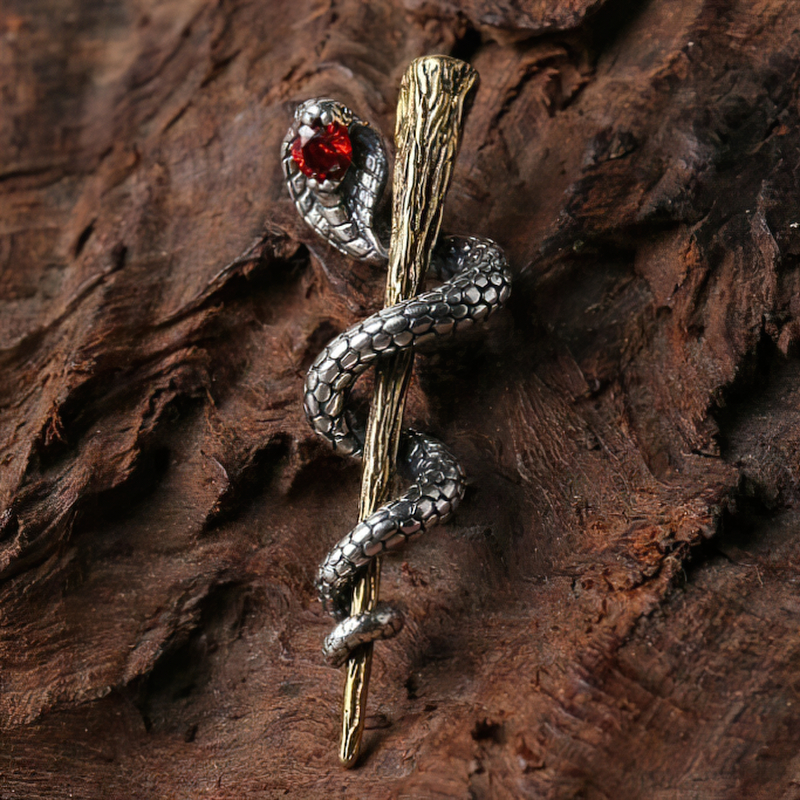 Vintage Snake Scepter Pendant Necklace