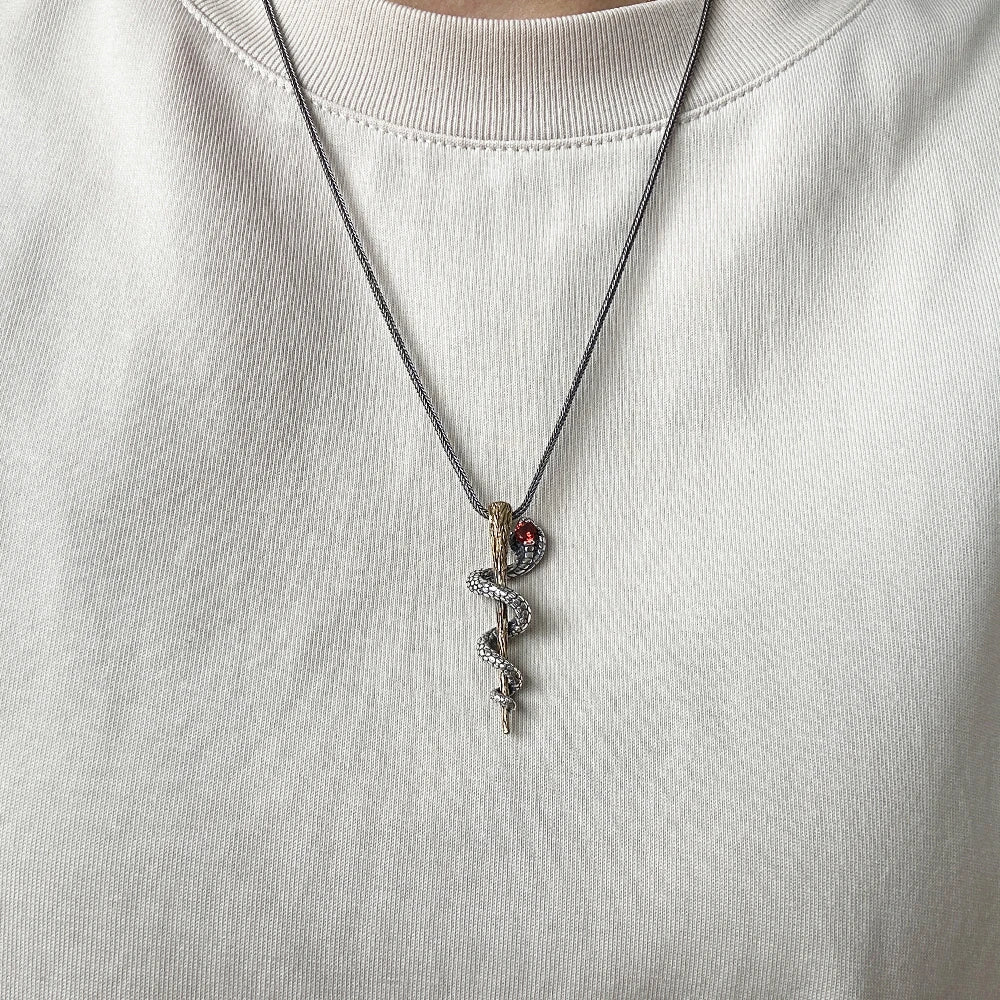 Vintage Snake Scepter Pendant Necklace
