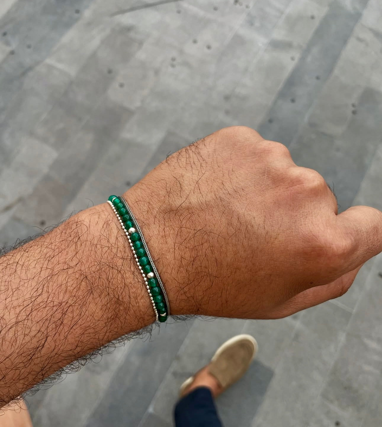 Tri-green agate bracelet