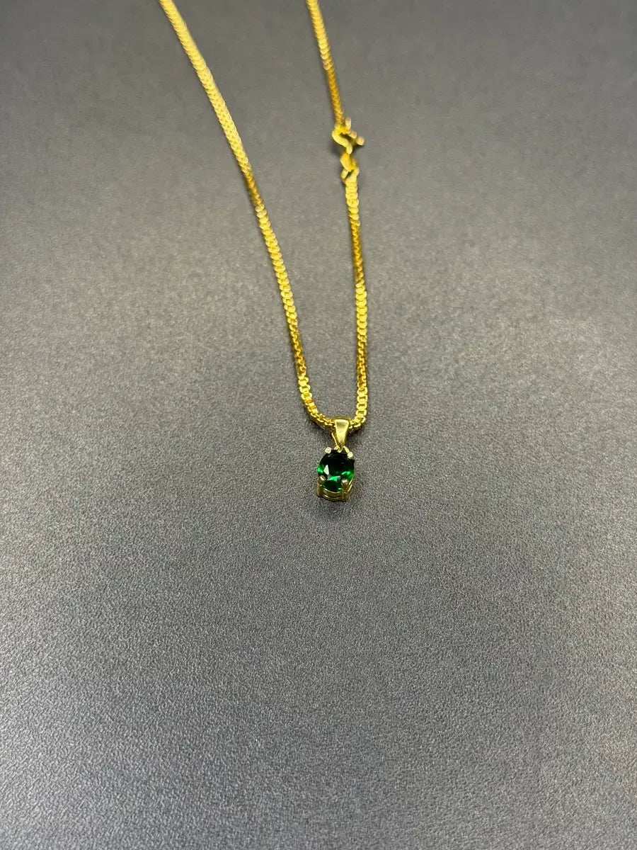 Zircon Green Necklace Gold Plated 18K
