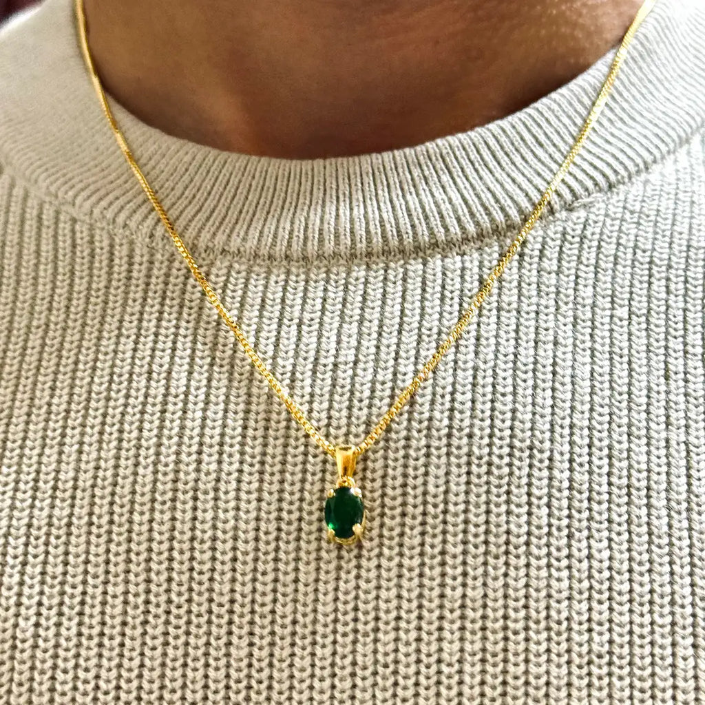 Zircon Green Necklace Gold Plated 18K