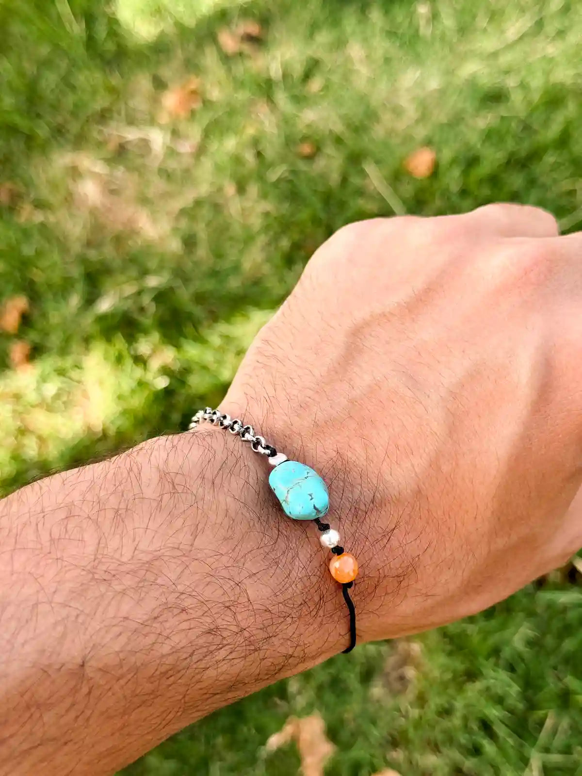 half turquoise half thread