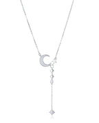 MOON MOTIF AND STAR PENDANT WITH WHITE ZIRCONS Necklace