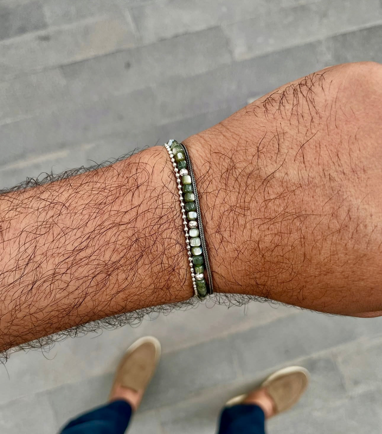 Green Seashell Triple Layers Bracelet