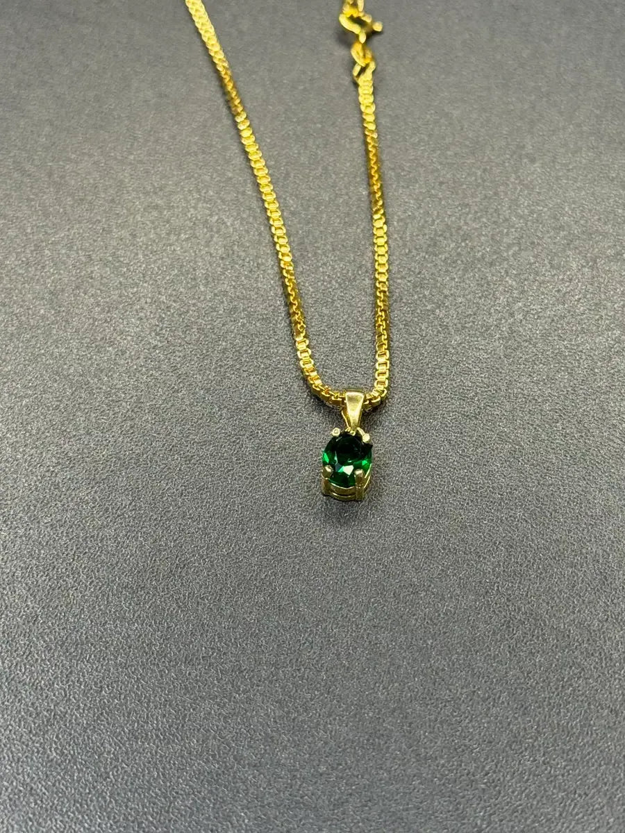 Zircon Green Necklace Gold Plated 18K