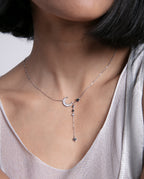 MOON MOTIF AND STAR PENDANT WITH WHITE ZIRCONS Necklace