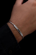 Black Chevron -S925 Sterling Silver Bracelet - Sila Silver Jewelry