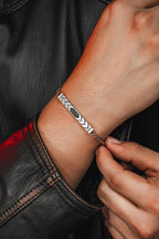 Black Chevron -S925 Sterling Silver Bracelet - Sila Silver Jewelry