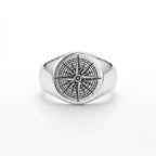Black Compass Ring - S925 Sterling Silver - Sila Silver Jewelry