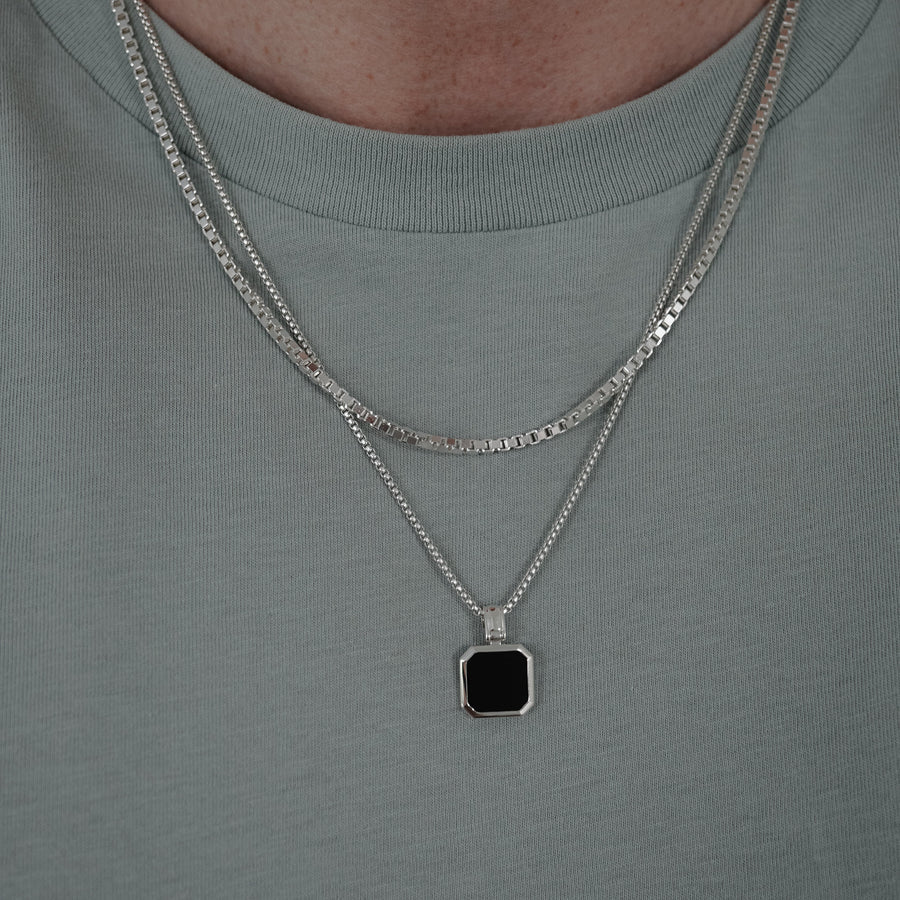 Black Onyx Octagon Necklace - Sila Silver Jewelry