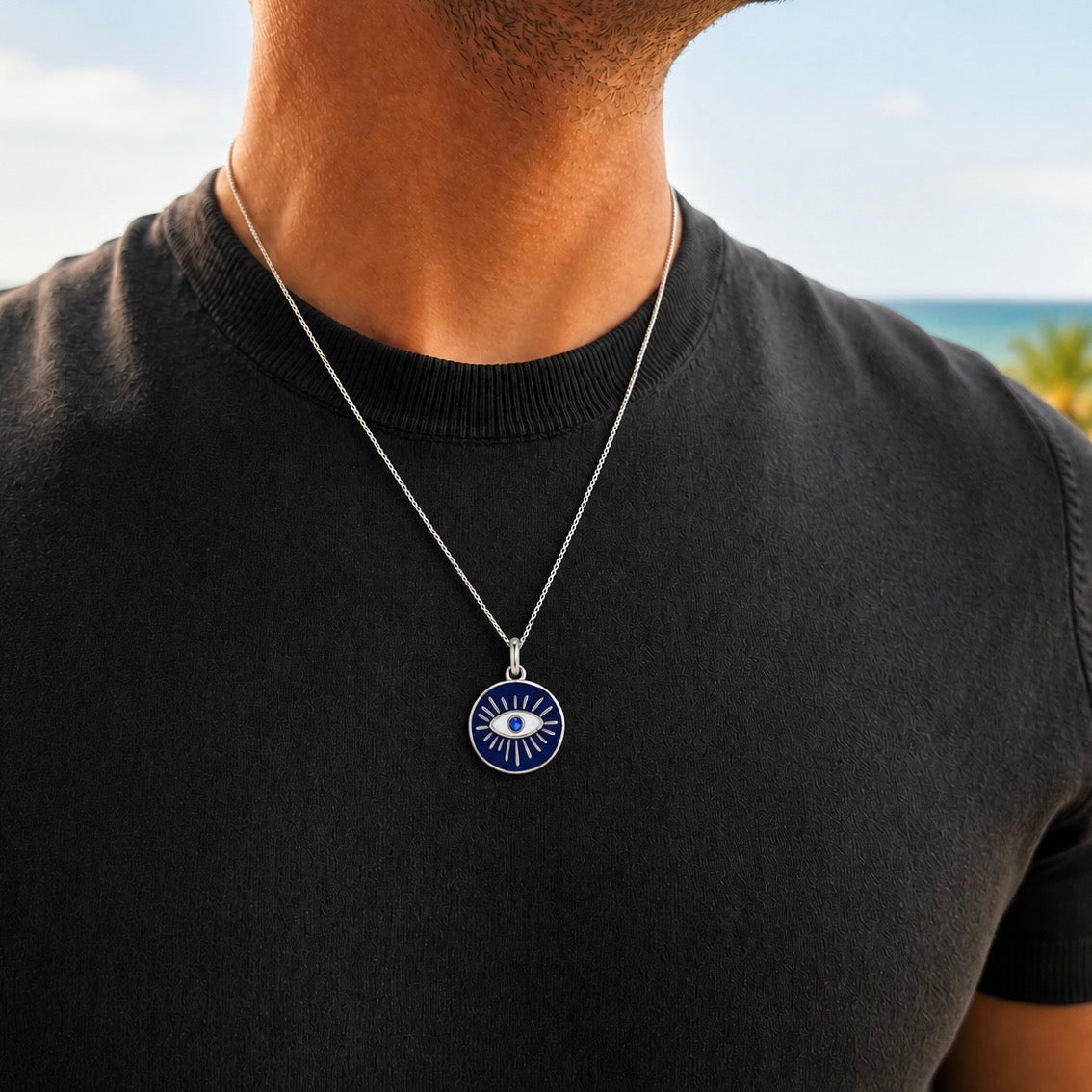 Blue Eye Necklace -Pure Sterling Silver 925s - 60cm