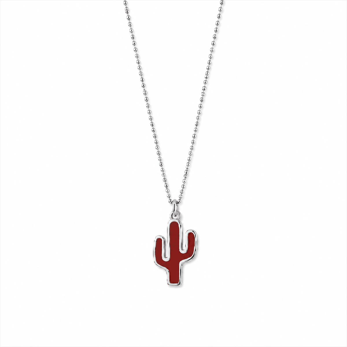 Crimson Cactus Necklace -Pure Sterling Silver 925s - Sila Silver Jewelry