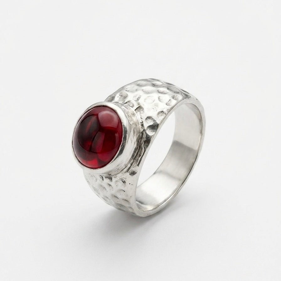 Crimson Forge Ring - S925 Sterling Silver - Sila Silver Jewelry