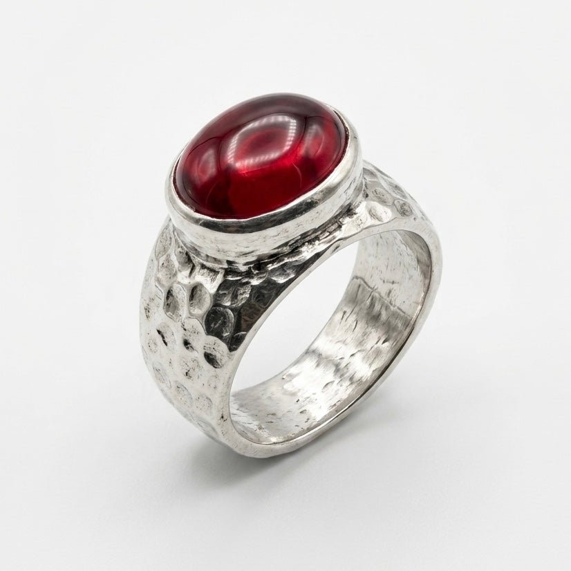 Crimson Forge Ring - S925 Sterling Silver - Sila Silver Jewelry