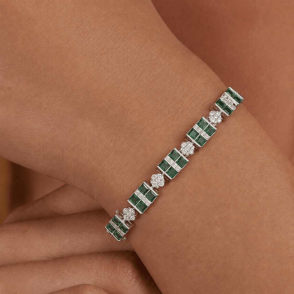 Emerald Mosaic Bracelet - Sila Silver Jewelry