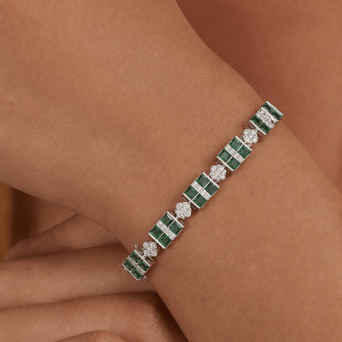 Emerald Mosaic Bracelet - Sila Silver Jewelry
