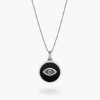 Evil Eye Disc Necklace -Pure Sterling Silver 925s - 60cm - Sila Silver Jewelry