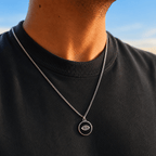 Evil Eye Disc Necklace -Pure Sterling Silver 925s - 60cm - Sila Silver Jewelry