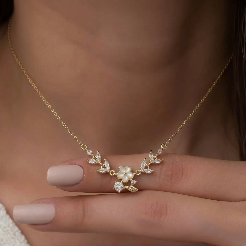 Golden Lilly Flower Necklace - Sila Silver Jewelry