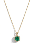 Green Emerald Square Necklace - Sila Silver Jewelry