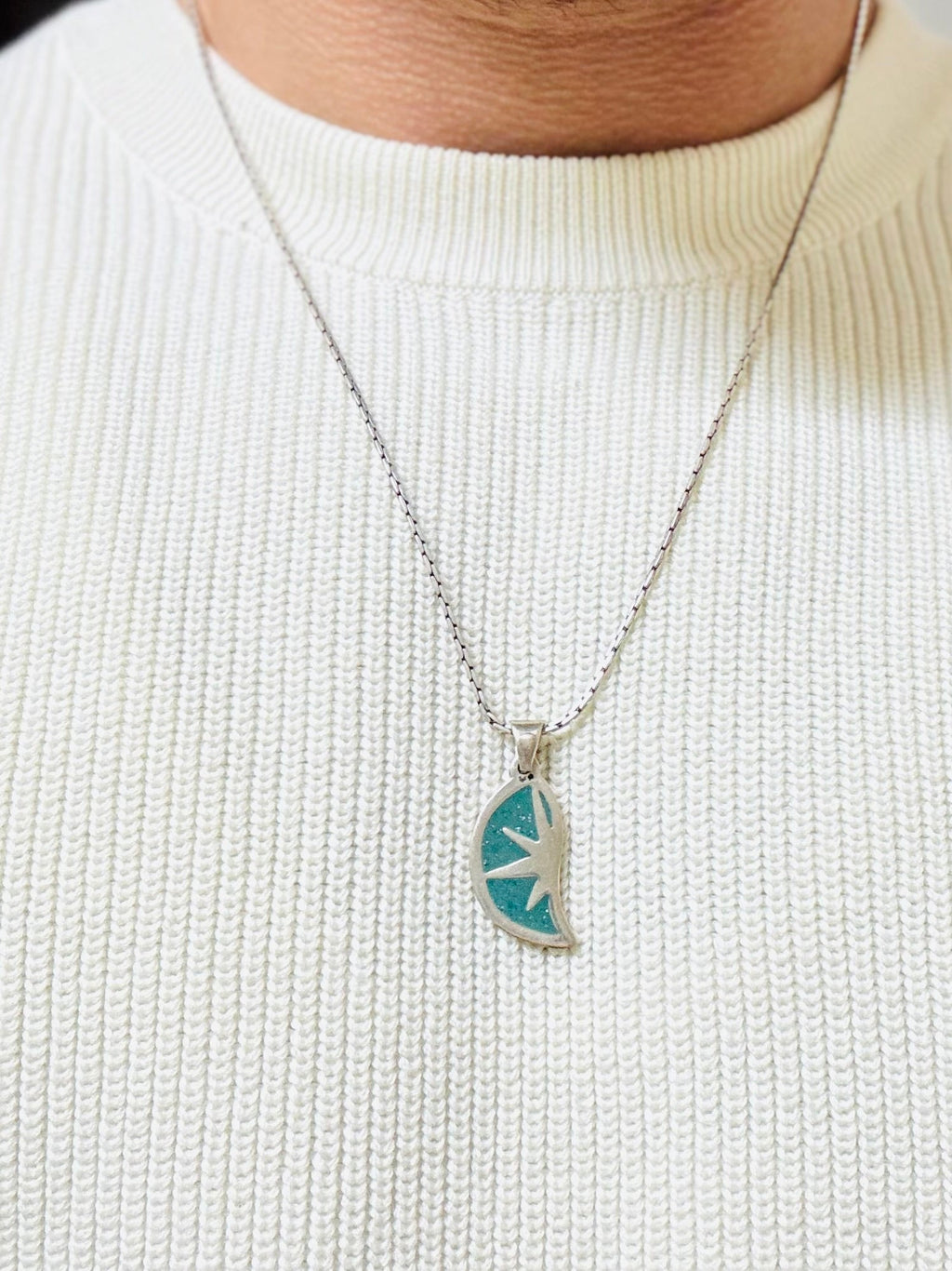 Green Half Star Necklace - Sila Silver Jewelry