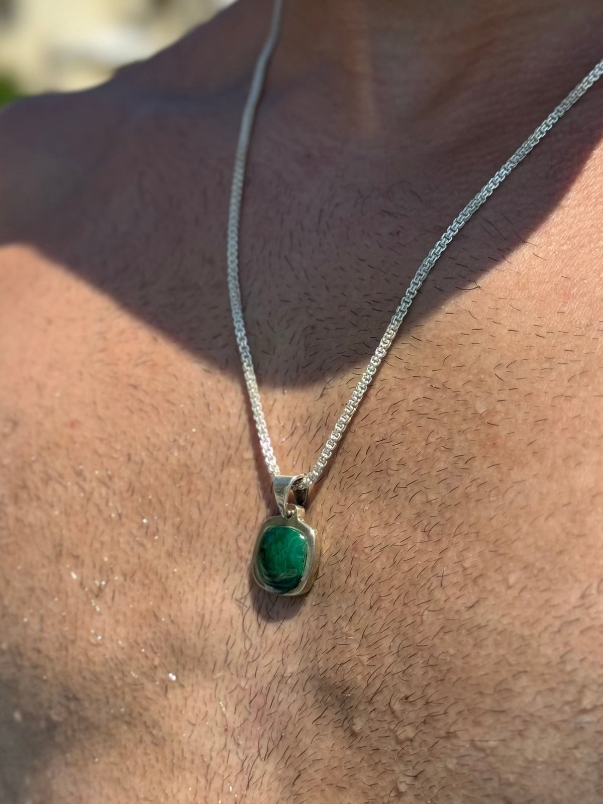 Green Malachite Halo Necklace - Sila Silver Jewelry