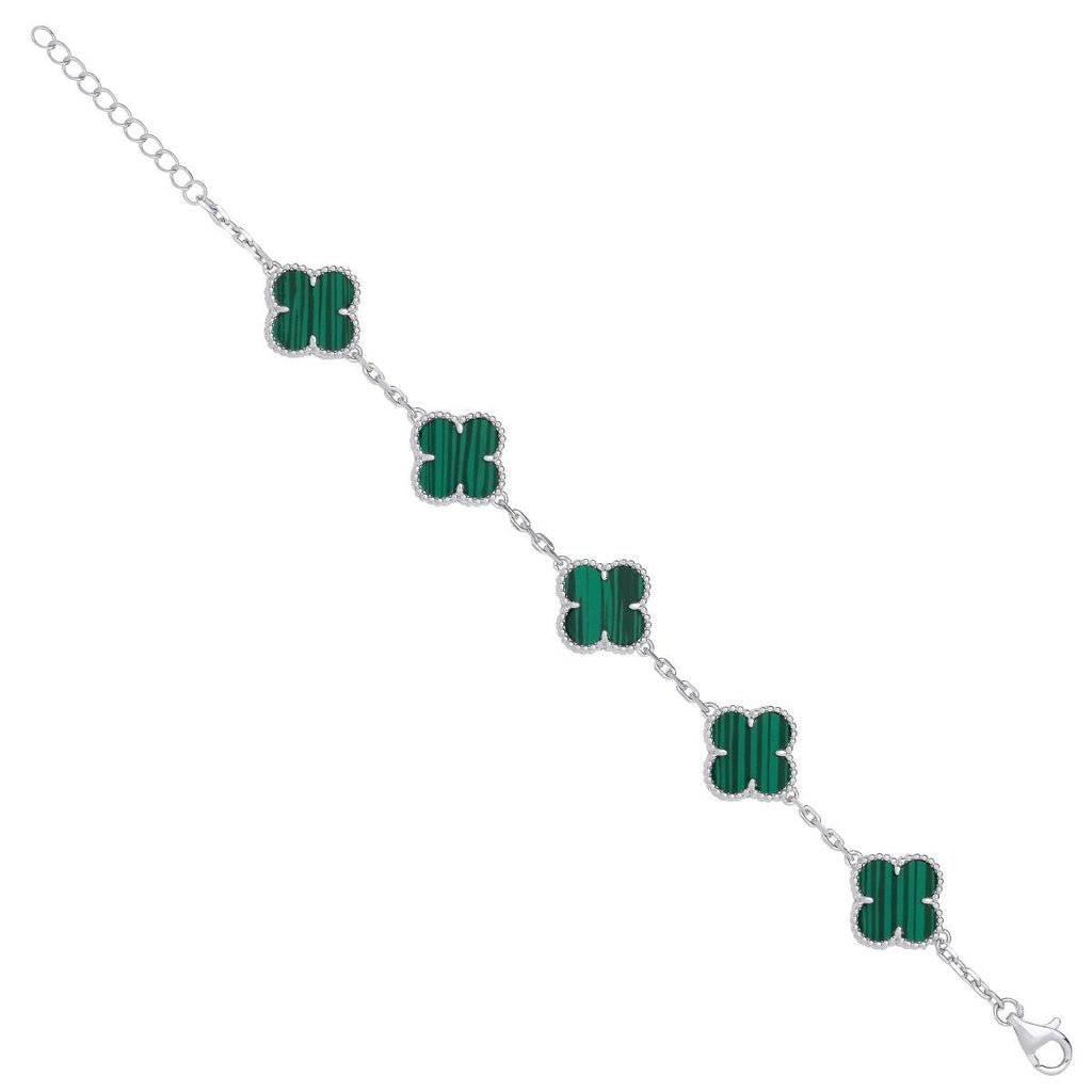 Green Malachite Van cleef Bracelet in Sterling Silver 925s - Sila Silver Jewelry