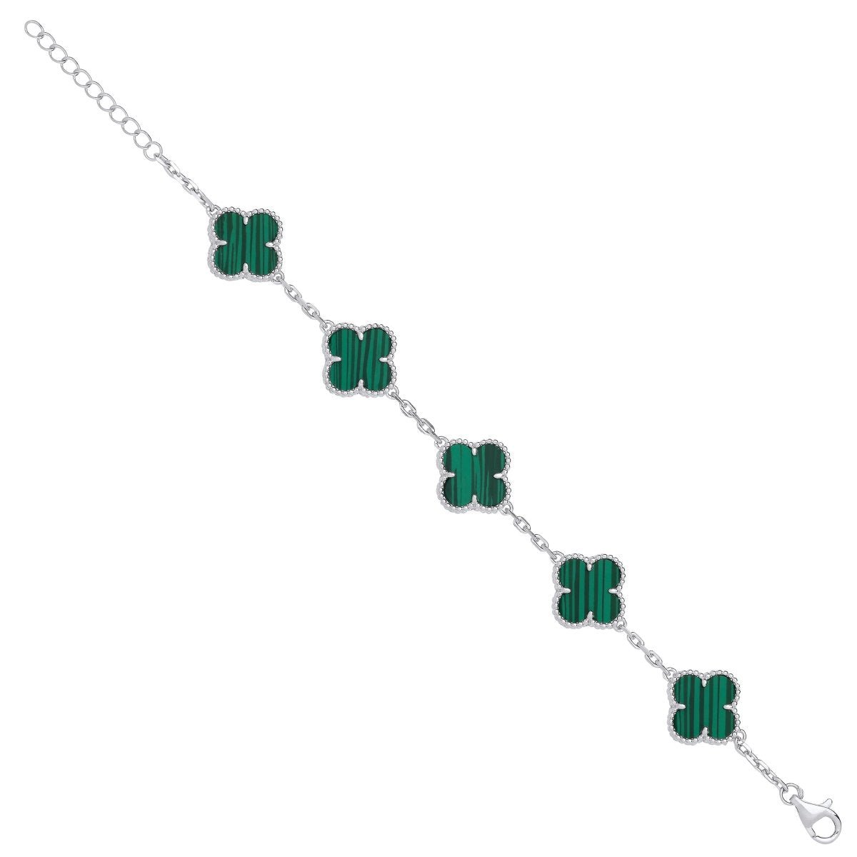 Green Malachite Van cleef Bracelet in Sterling Silver 925s - Sila Silver Jewelry
