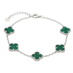 Green Malachite Van cleef Bracelet in Sterling Silver 925s - Sila Silver Jewelry
