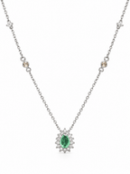 Green Pear Halo Necklace - Sila Silver Jewelry