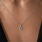 Green Square Stone Necklace - Sila Silver Jewelry