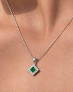 Green Square Stone Necklace - Sila Silver Jewelry