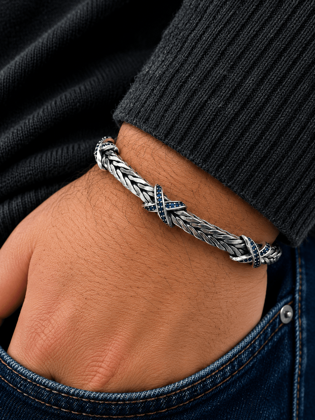 Infinity Sapphire Bracelet in Sterling Silver 925s - Sila Silver Jewelry