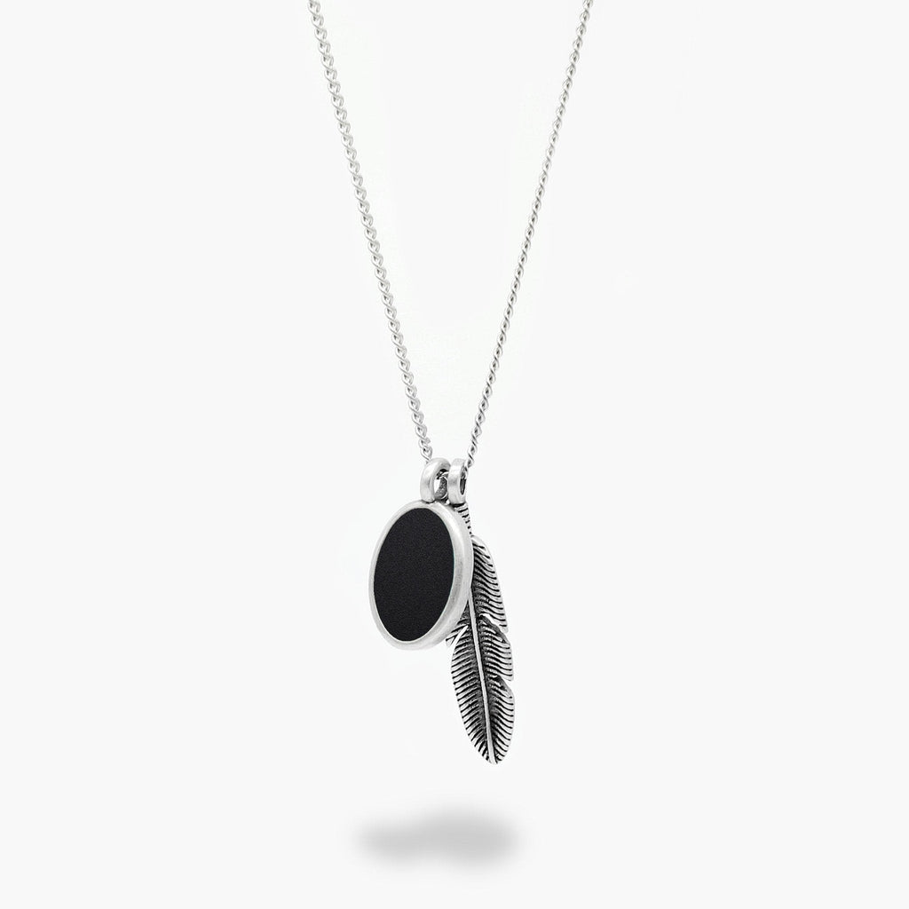 Midnight Feather Necklace -Pure Sterling Silver 925s - 60cm - Sila Silver Jewelry