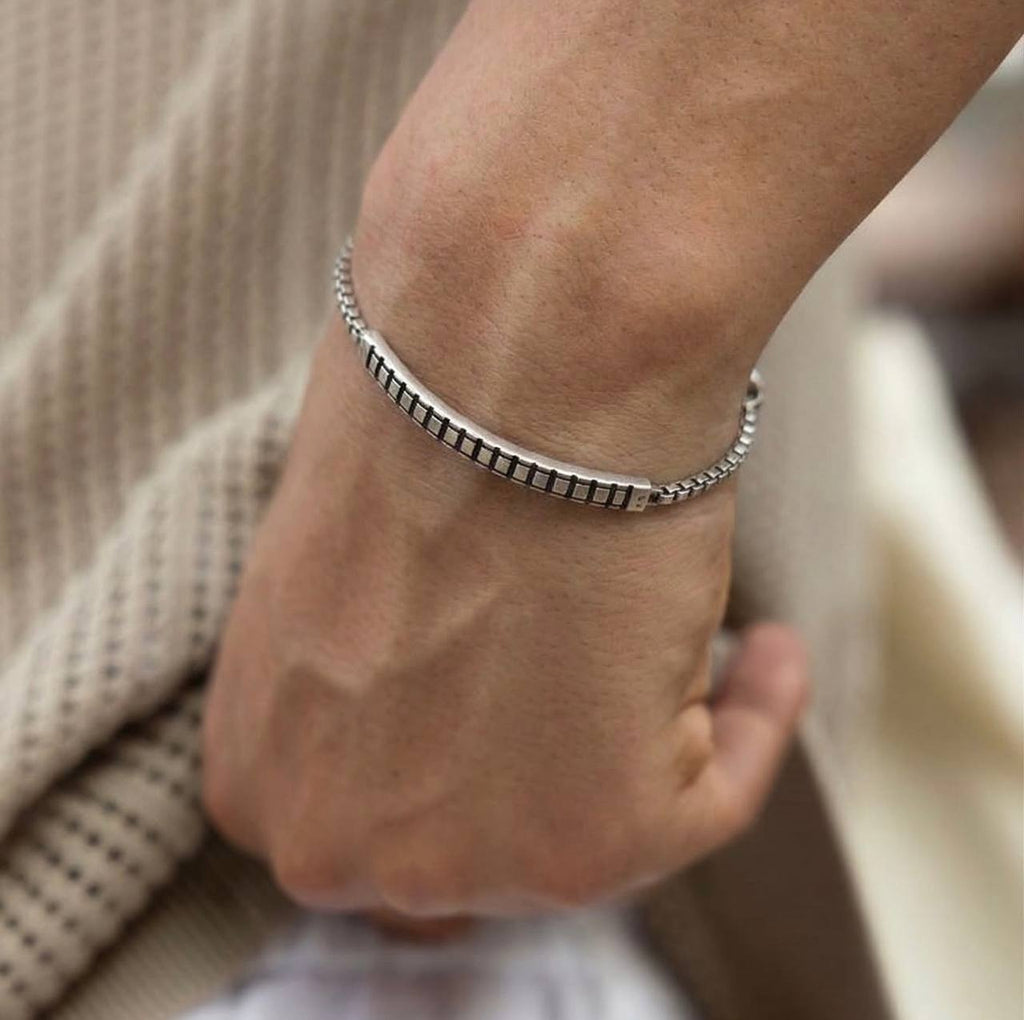 Midnight Grid -S925 Sterling Silver Bracelet - Sila Silver Jewelry