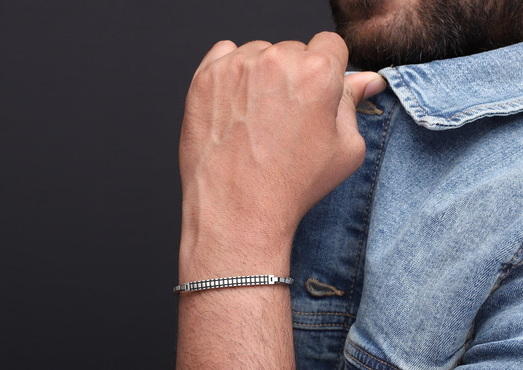 Midnight Grid -S925 Sterling Silver Bracelet - Sila Silver Jewelry