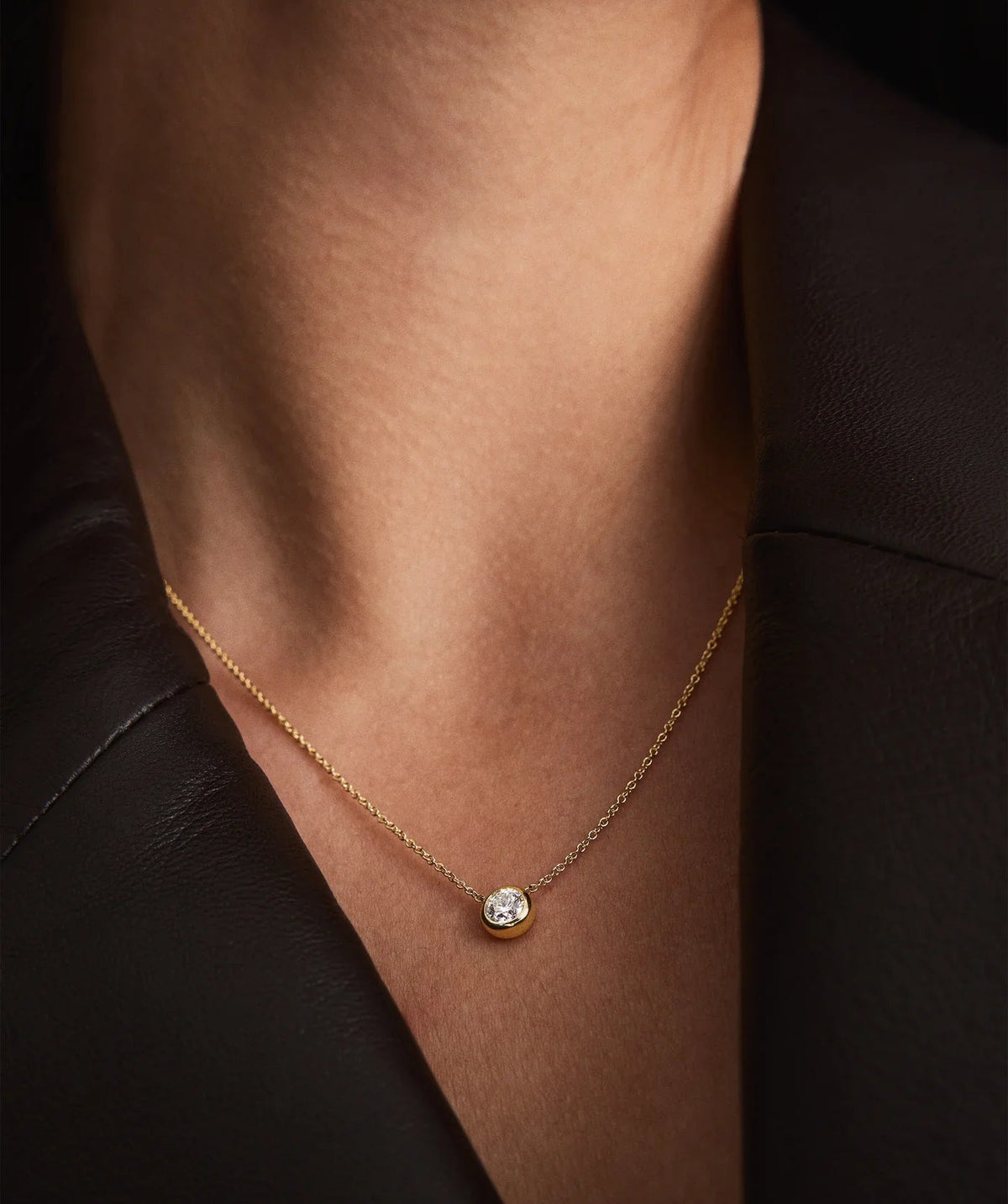 Minimal Round Zircon Necklace - Sila Silver Jewelry