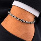 Obsidian Link Bracelet - S925 Sterling Silver - Sila Silver Jewelry