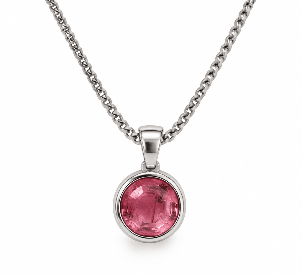 Pink Tourmaline Necklace - Sterling Silver 925 - Sila Silver Jewelry